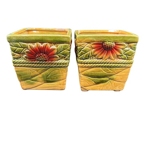 Robinson Ransbottom Pottery Company Vintage "Celestial Sun Moon" Unique Set Of 2 - Picture 1 of 11